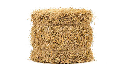 Round hay bale bundle made from dry golden straw on transparent background © Hosnibee_PNG
