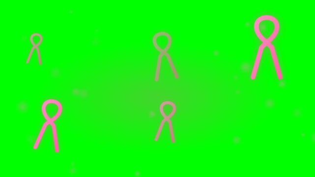 Pink Ribbon Awareness Background, Breast Cancer Support Symbol, Seamless Loop Green Screen