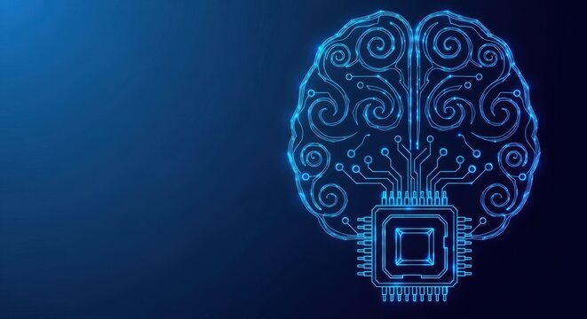 Digital Brain with Integrated Circuitry Representing Artificial Intelligence and Futuristic Technology