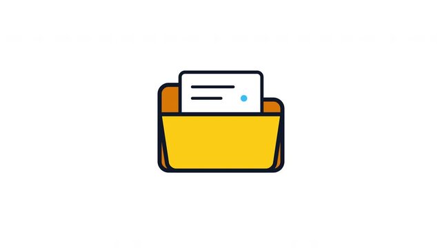 Six yellow file folder icons with documents on white background