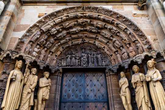 The Liebfrauenkirche displays an ornate stone portal in Trier
