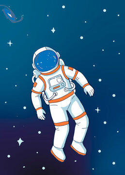 An astronaut explores the vast universe with copy space