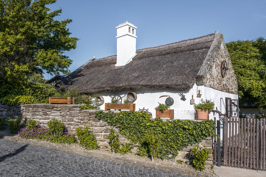 Traditional old thatched roof house in Tihany Hungary outdoors