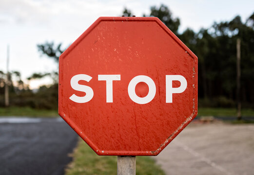 Spain, wet stop sign