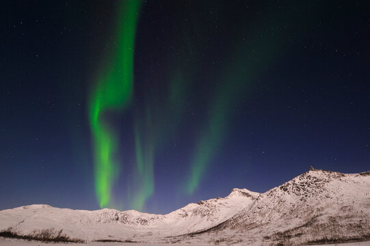 Norway, Troms, View of Aurora Borealis near Tromso