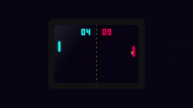Retro neon arcade joystick and digital game screen elements