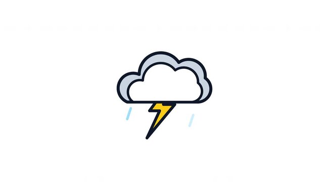 Storm cloud icons with lightning and rain on white background