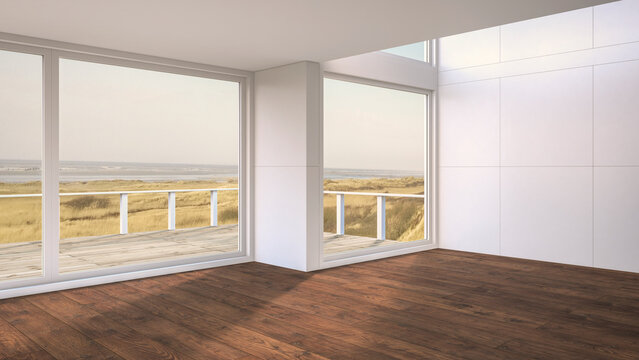 3D Rendering, Interior of empty beach house