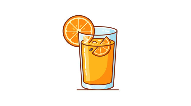 Orange juice glass with citrus slice.