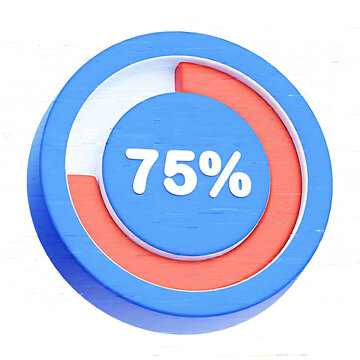 75 Percent Circular Progress Bar Indicator Vector Graphic