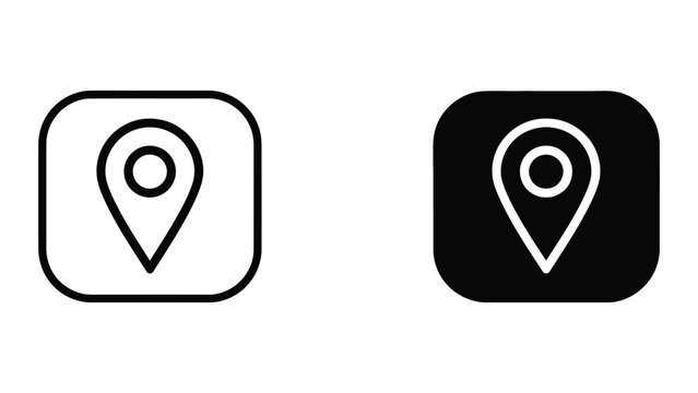 Minimal location pinpoint icon in square box