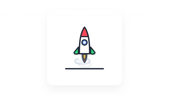 Rocket ship icons launching on white background