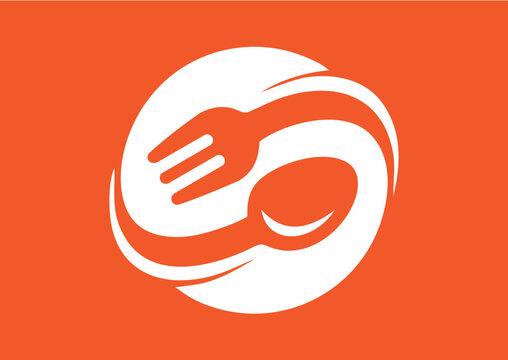 Modern Spoon and Fork Circle Logo Vector Icon for Restaurant Food Delivery, Culinary Catering, Cafe Dining, and Kitchen Branding Design Concept