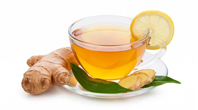 Natural Ginger Tea with Lemon and Fresh Ginger Root