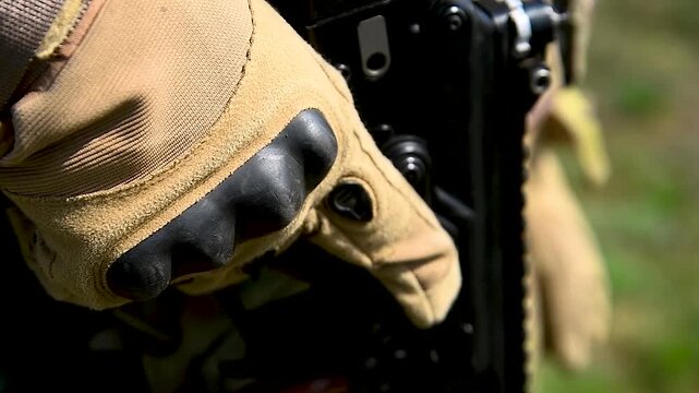Modern soldier in camouflage uniform. The military concept