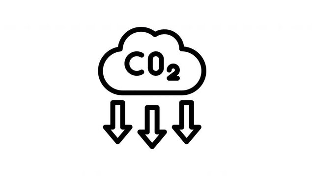 Carbon dioxide cloud icons with arrows pointing down on alpha channel