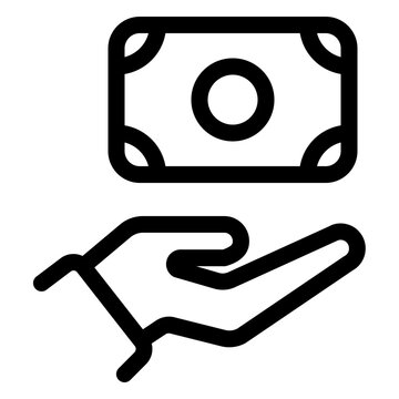Hand Holding Money Salary Payment Line Icon