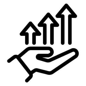 Hand Holding Salary Growth Financial Progress Line Icon