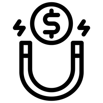 Money Magnet Salary Attraction Investment Line Icon