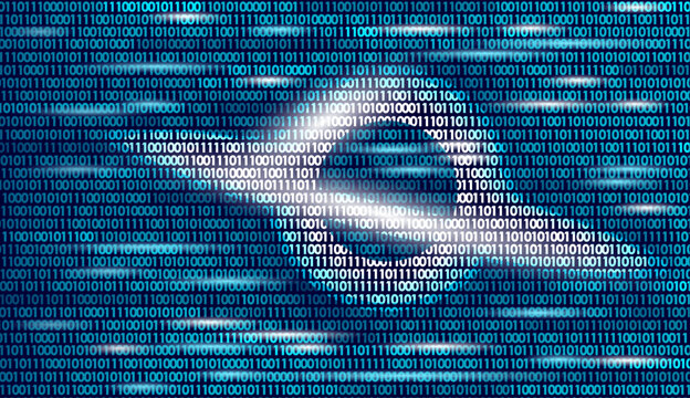 Glowing cyan binary code data stream with lens flares. Cyber futuristic digital matrix style. Fashion clothing patches stickers print. Dark blue background vector illustration.