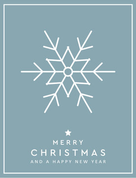 minimalistic christmas greeting card with snowflake vector illustration