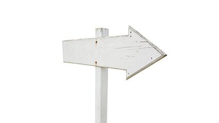 Blank white directional road arrow signpost sign isolated on transparent background © Florence