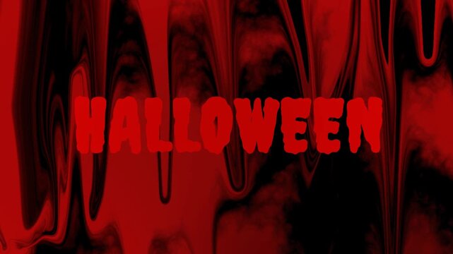 Halloween horror text animation with dripping red letters and dark creepy background.