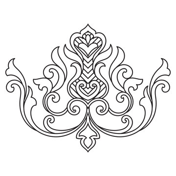 Damask line, vintage pattern elements.