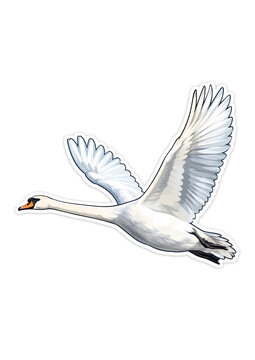 Flying white swan vector illustration isolated on white background