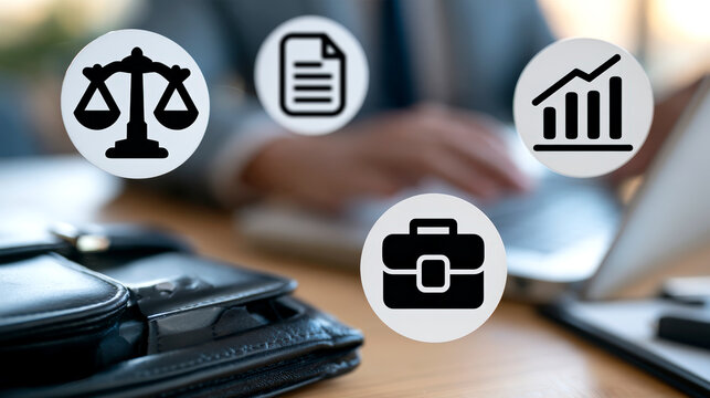 Digital legal and financial business management with compliance documents and growth analysis