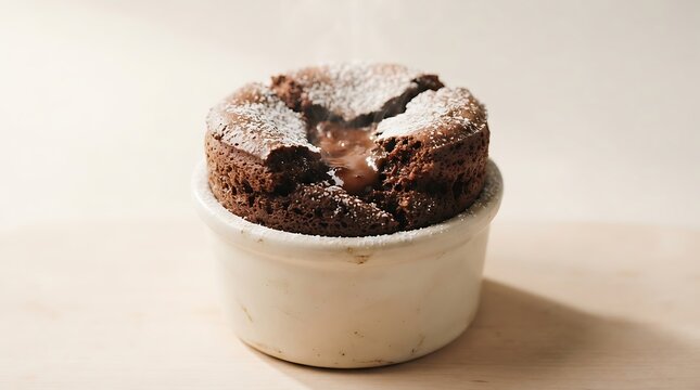 A warm chocolate souffle served in a ramekin perfect for celebrating the annual national chocolate souffle day event