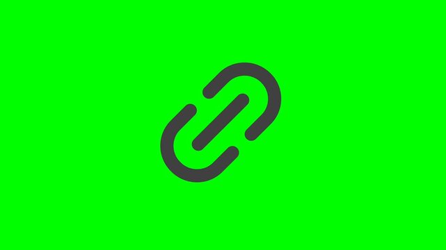 Dark grey chain link icon on solid green background