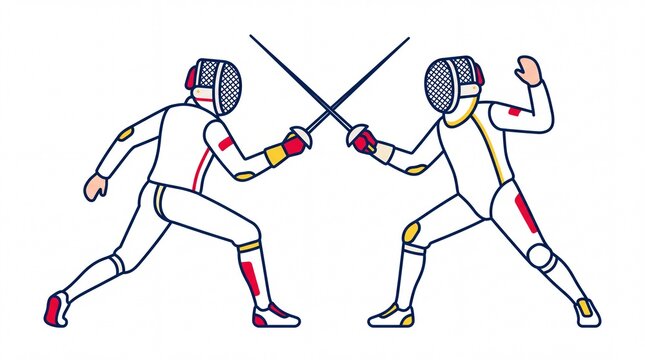 All about france vektor illustration of two athletes fencing