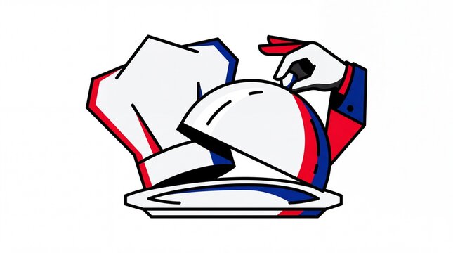 All about france vektor chef culinary logo with cloche and hat