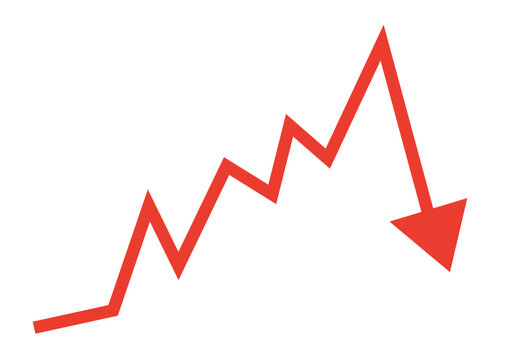 Red chart arrow moving down vector