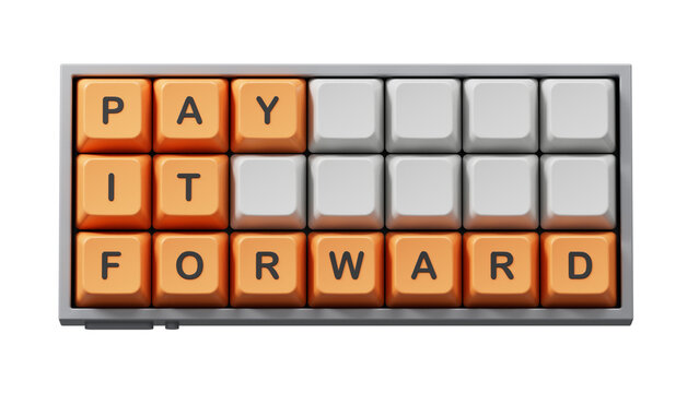 Pay it forward symbol. Concept words Pay it forward on Computer keyboard keys.Business and Pay it forward concept. Copy space.Supports PNG files with transparent backgrounds.