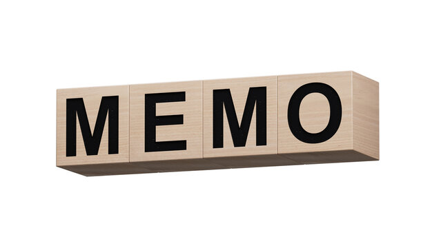 wooden cubes with MEMO business word.close up of wooden cubes,Business Concept.Supports PNG files with transparent backgrounds.