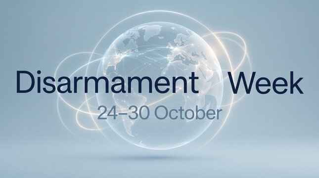 Disarmament week digital concept illustration showing glowing globe and network