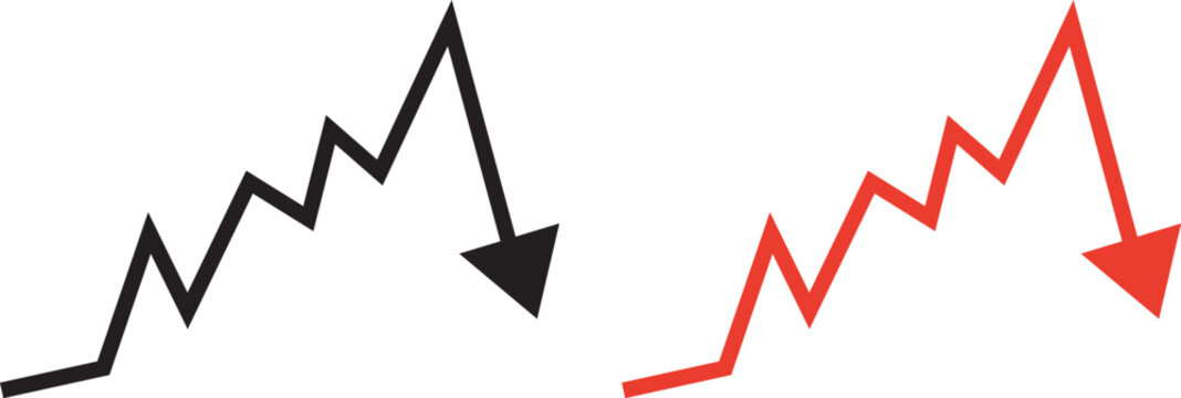 Downward stock chart arrow set vector
