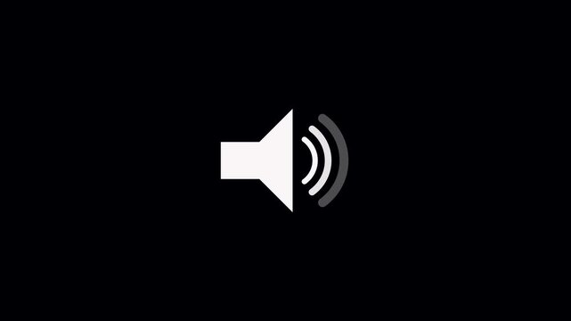 Volume sound icon set, speaker audio symbol on black background
