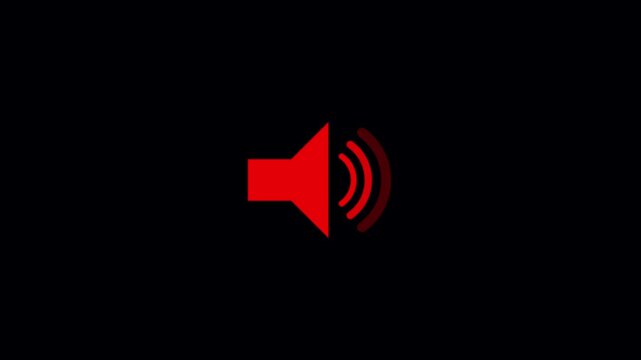 Volume sound icon set, speaker audio symbol on black background