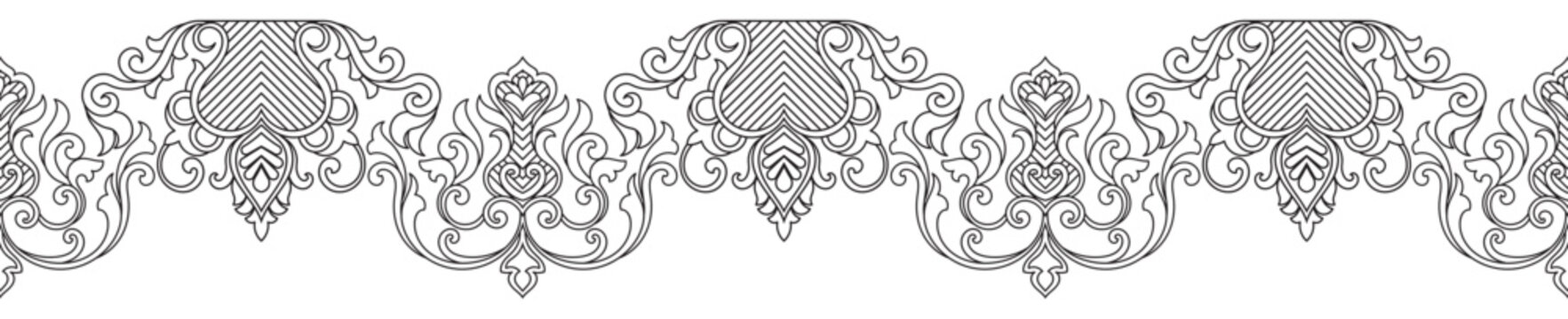 Curled line borders, abstract elements, vintage lines.