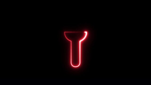 Flashlight torch icon set, glowing neon and flat light symbol