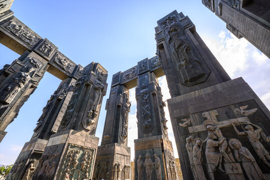 Chronicles of Georgia monument recording the history of Georgia by sculptor Zurab Tsereteli in Tbilisi, capital of Georgia