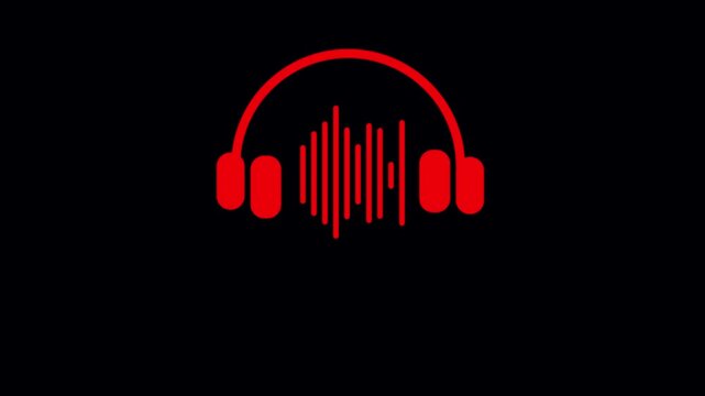 Headphones with sound wave icon set, music audio equalizer symbol