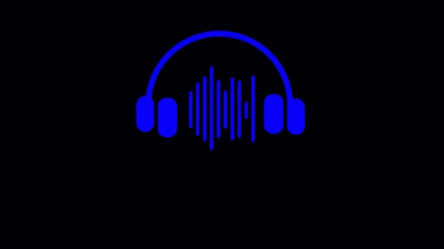 Headphones with sound wave icon set, music audio equalizer symbol