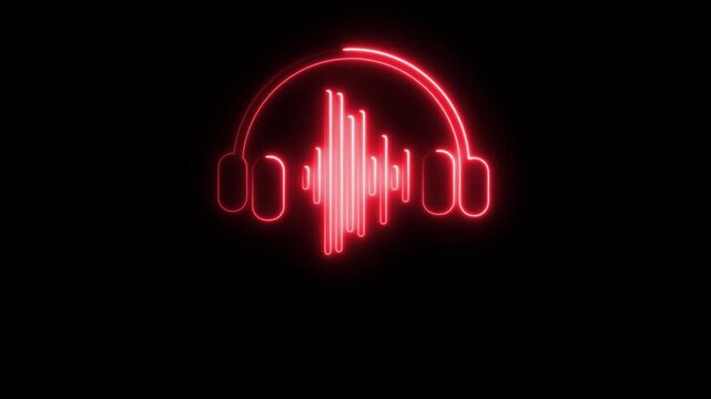 Headphones with sound wave icon set, music audio equalizer symbol