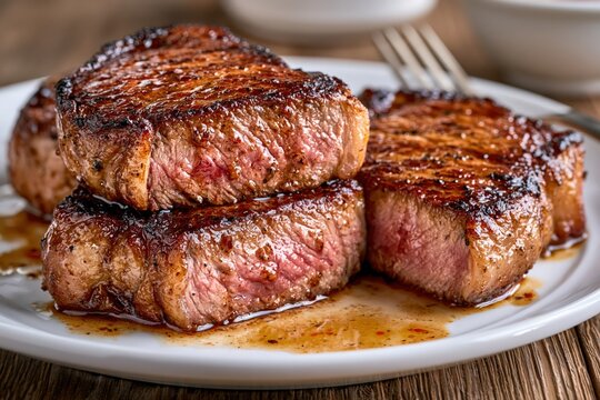 Grilled beef steak juicy meat medium rare delicious food photography