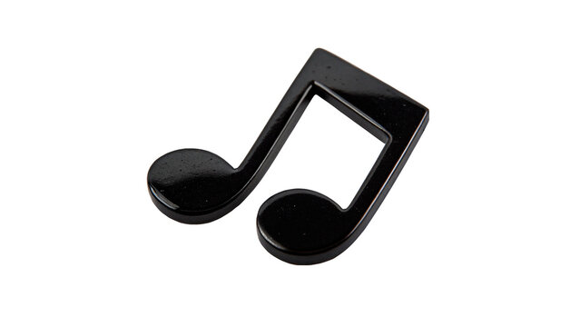 Glossy black metallic musical notes icon symbol isolated on transparent background