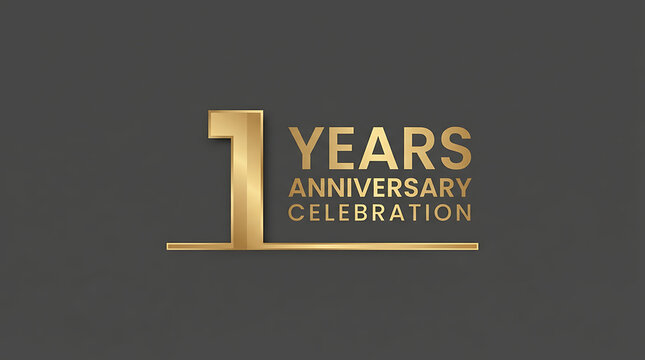 1 year anniversary celebration golden design